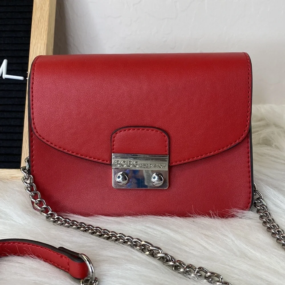 BCBG Red Mini Purse Chain Strap Handbag - Picture 3 of 14